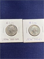 1974 us quarter coin lot MS63