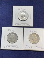 1974 us quarter coin lot MS63