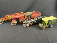 Lot of Very Early Tin Train Toys Litho, Push &