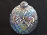 Carnival Glass Oil Lamp Iridescent Surface.  No