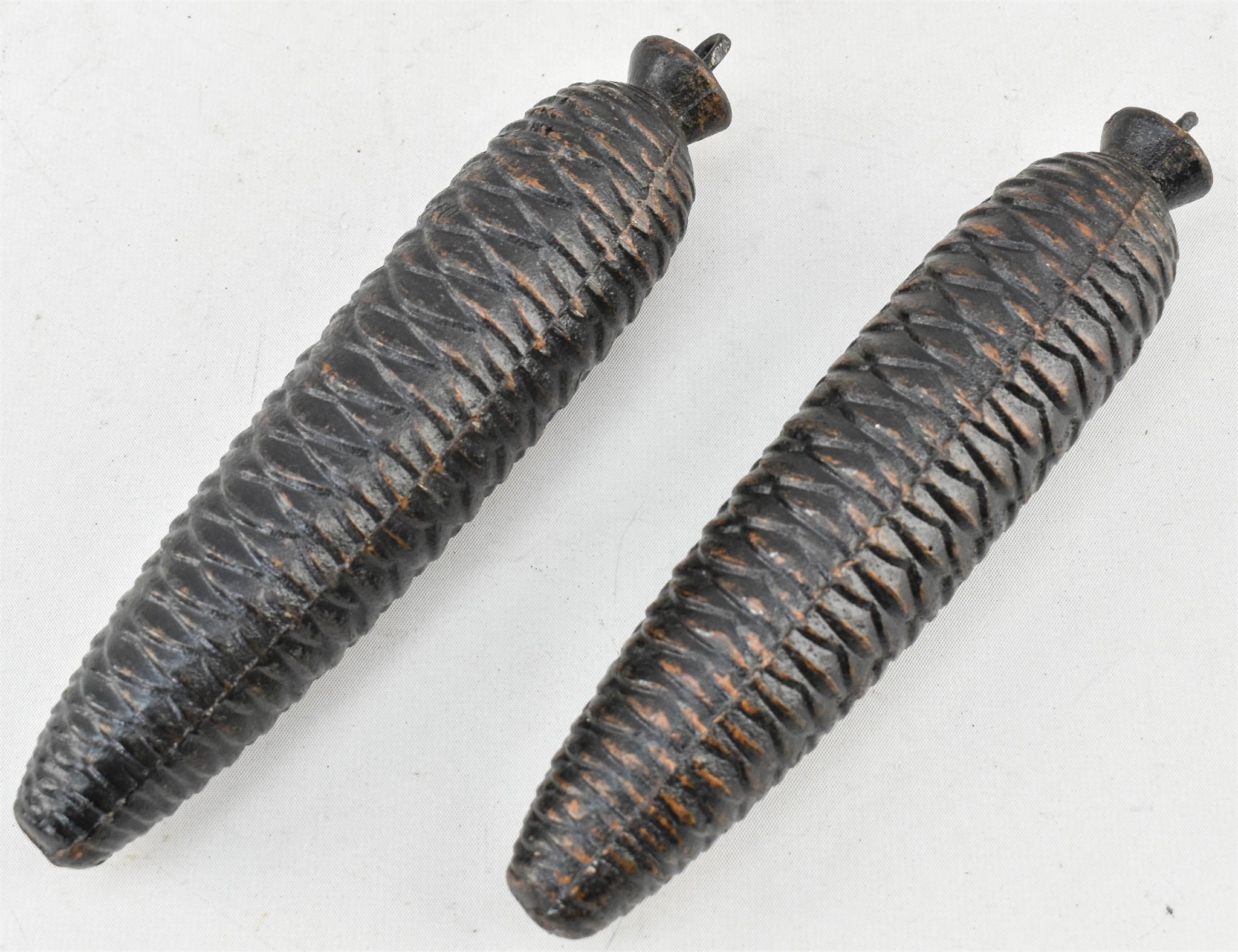Pair of Vintage Cast Iron Pinecone Clock Weights