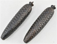 Pair of Vintage Cast Iron Pinecone Clock Weights