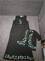 Vtg Bechamel dress, size large; shell top, Medium