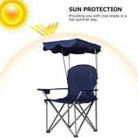 Portable Folding Beach Canopy Chair With Cup Holde