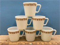 6 Pyrex Butterfly Gold Coffee Mugs