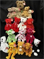 Lot of 18 Ty Beanie Baby Bears & 1 Lg. Bear
