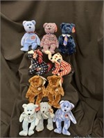 10 Patriotic Red, White & Blue Ty Beanie Babies