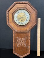Vintage Hand Made Wall Clock w/Key