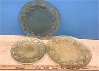 3 Seashell Pattern Glass Plates (8" & 11" Diam)