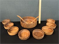 Vintage Teakwood Salad Bowl Set