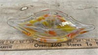 Unmarked Art Glass Dish (8"W X 2"H)