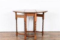 Antique Drop Leaf Barley Twist Gate Legged Table