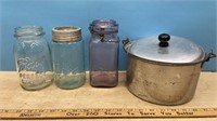 Antique Sealer Jars & Camp Pot.  NO SHIPPING