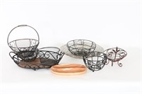 Metal Baskets/Trays, Wooden Divided Snack Tray