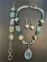 Sterling abalone bracelet and earrings
