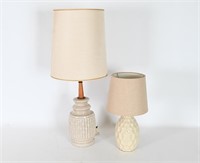 Mid Century Ceramic/Wood Bamboo Lamp