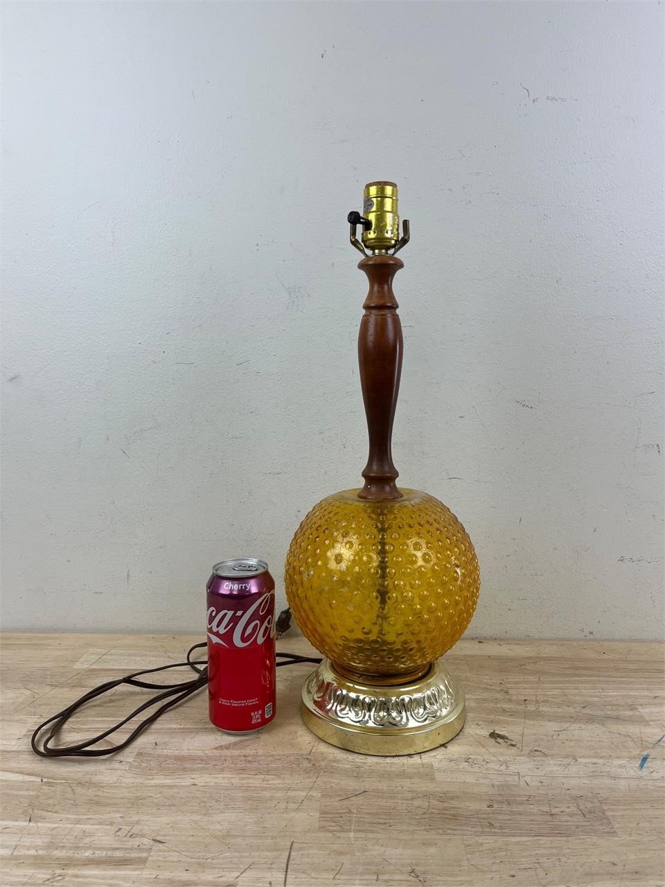 Mid century amber glass lamp