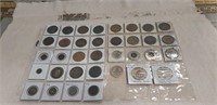 Assorted Foreign Coins, Wooden Nickels & More