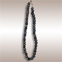 A String Of Fine Antique Black Labradorite Beads,