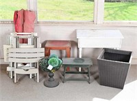 Folding Chairs, Planter Box, Side Tables, Centerpi