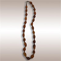 Finely Carved Amber And Tiger's Eye Beaded Necklac