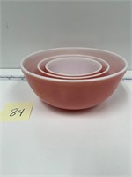 Vintage Pyrex Pink Nesting Bowls