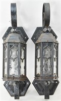 Pair of Medium Wrought Iron Outdoor Wall Sconces