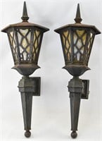 Pair of Large Wrought Iron Outdoor Wall Sconces