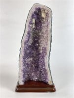 1.5 FT Amethyst Geode with Wooden Base
