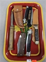 (6) Knives & Leather Sheath