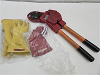 Burndy Electric Wire Crimper & Gloves