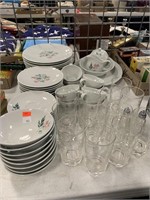 Kenmark China and Clear Glasses