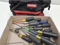 Screwdriver Lot with Craftsman Tool Bag