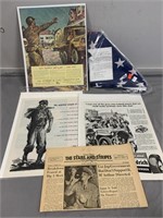 American Flag & Old Military Advertising Pieces