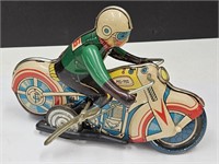 Tin Motorcycle Toy with Key Works