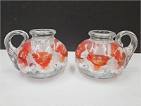 Pair of St Clair Glass Candle Holder Paperweights