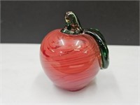 Peacock Glass Apple Paperweight