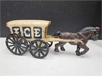 Cast Iron Horse &  Ice  Wagon 8" Long