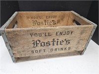 Primitive POSTIES Soft Drinks Wood Crate 16x 8.5