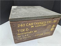 Vintage Ammo Wood Box with Divider 15 x 14 x 9"