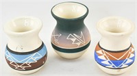 3 Signed Matte Glazed Sioux Pottery Vases