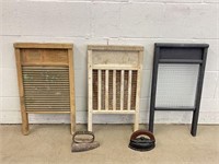 Vintage Washboards & Cast Iron Irons