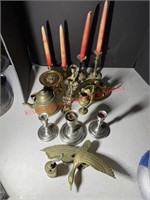 Assorted Brass, Baldwin Candlesticks, Door