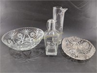 Glass Mizzou Vase, Pitcher, Bowls