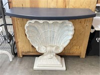 Painted Demilune Table with Seashell Accent