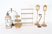 Metallic Lanterns, Cupcake Stand & Tabletop Shelf