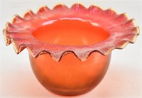 Ruffled Red Glass Bowl