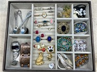 Box of Assorted Costume Jewelry & Other Items