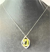 18" Italian Sterling Chain/Lg Faceted Citrine Pend