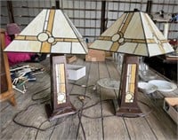 2 - Mission Style Stained Glass Lamps